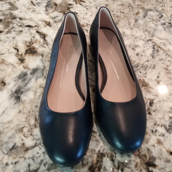 ECCO Ballerina Ballet Flat Navy Leather - Picture 3 of 7